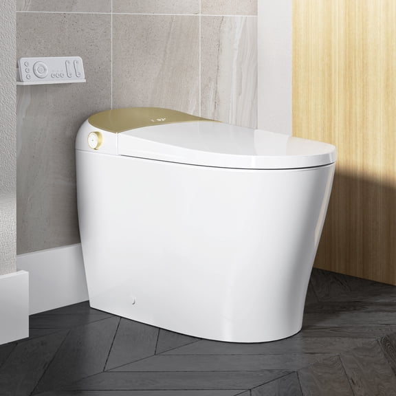 HOROW T03G Bidet Smart Toilet, Elongated One-Piece with Heated Seat, Auto Flush, Warm Air Dryer, LED Display, Night Light, 1.28 GPF