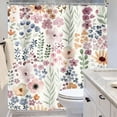 thumbnail image 4 of Extra Long Shower Curtain for Bathroom Decor 72Wx84H Cute Boho Wildflower Watercolor Plant Leaves Girls Kids Botanical Art Printed Fabric Polyester Waterproof 12 Pack Plastic Hooks, 4 of 17