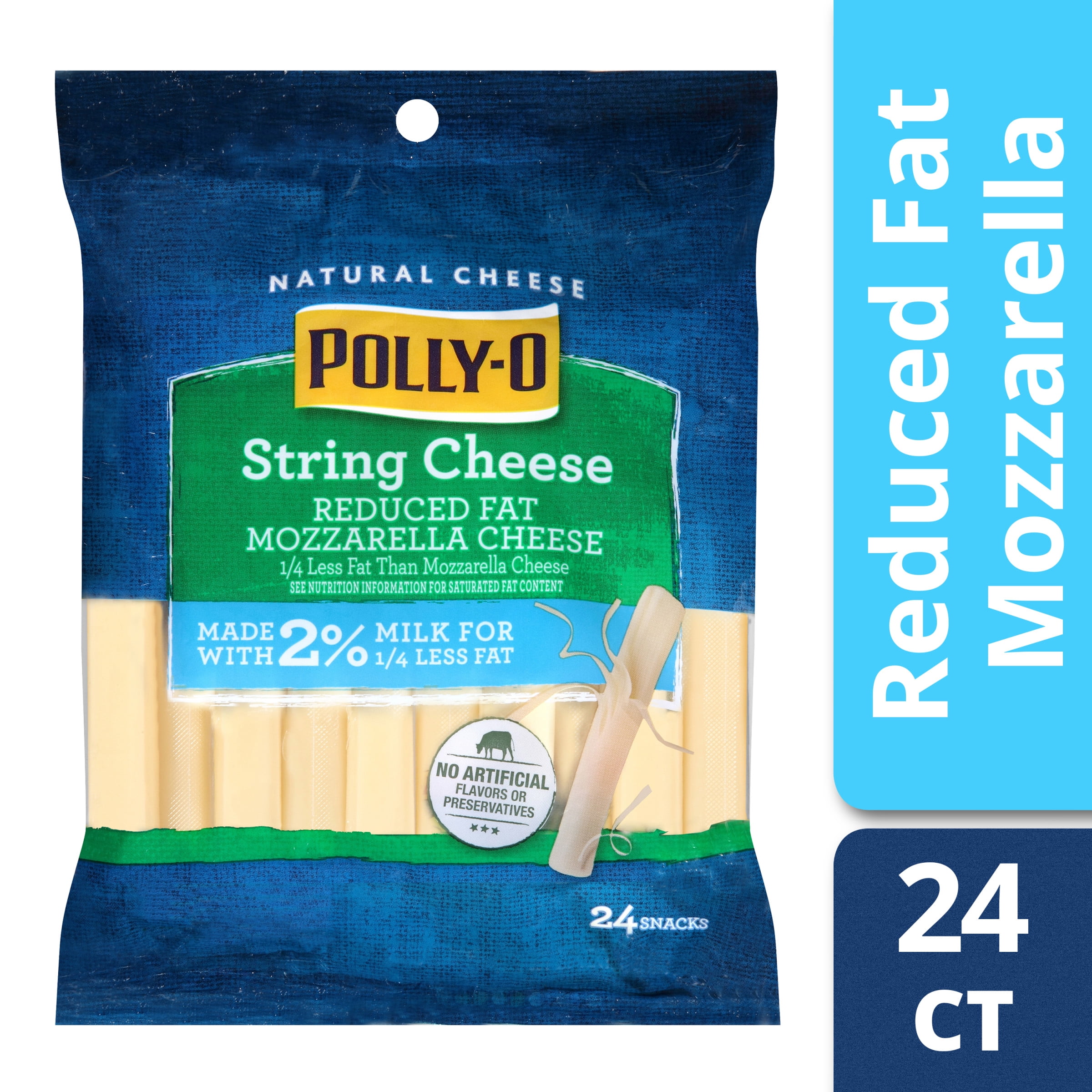PollyO Reduced Fat Mozzarella String Cheese, 24 ct 20.0 oz Packageed