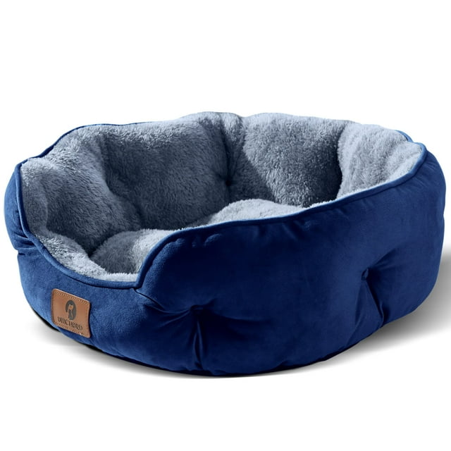 Cama para mascotas Asvin Small para perros y gatos, extra suave, azul, 50 cm
