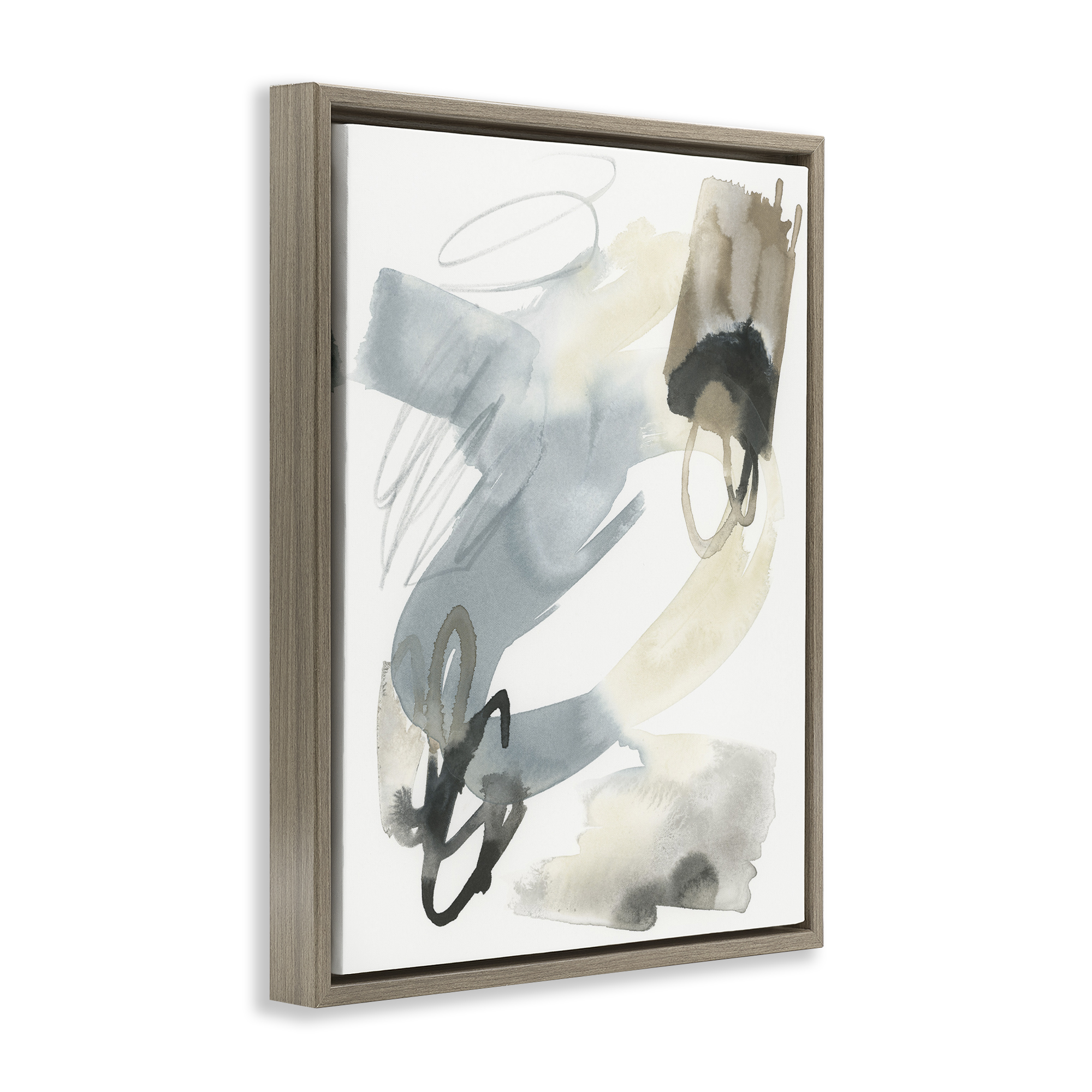 Stupell Industries Watercolor Paint Strokes Abstract Painting Brown Floater Framed Canvas Art Print Wall Art, 25 x 31
