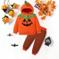 thumbnail image 2 of YDFCWXW Boys Colorblock Hooded Pullover and Pants 2-Piece Set Fall Winter Outfit Long Sleeve Sweatshirt with Joggers for Kids (Orange, 4-5 Years), 2 of 6