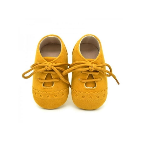 

OUMY Baby Boy Girl Lace Up Solid Scrub PU Soft Sole Crib Shoes 0-18M