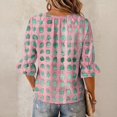 thumbnail image 7 of 3/4 Length Sleeve Womens Tops Fall Loose Work Puffy Sleeves Blouses Summer Elegant Casual Loose Work Plus Size Flowy Ruffle Fashion Office Dress Shirt, 7 of 7