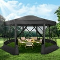 thumbnail image 3 of COBIZI 15x15 Extra Large Pop-Up Gazebo Canopy Tent with Mosquito Netting, 8-Sided EZ Set-Up Screened Shelter, Durable Outdoor Pavilion with Ground Stakes, Perfect for Patio, Backyard, and Lawn,Black, 3 of 11