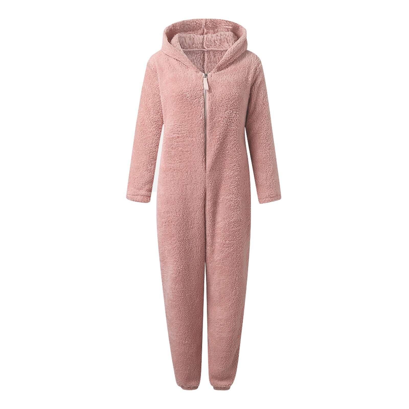 TMOYZQ Women's Flannel Adult Onesie Pajamas, Cute Ear Hooded