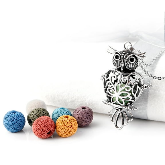 PoP voice Cute Owl Animal Scented Essential Oil Diffusing Necklace With Stainless Steel Locket For Women And Men