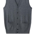 thumbnail image 2 of successthop Wool Sweaters for Men Cardigan Sleeveless Button Up V Neck Tops Winter Layer Look Knitwear with Pockets, 2 of 2