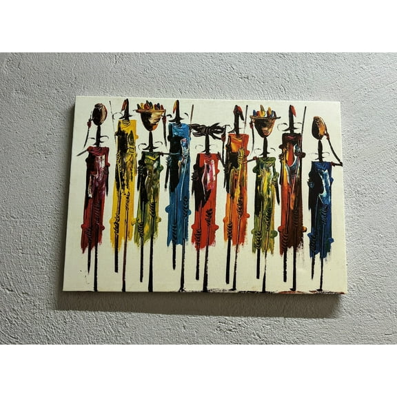 People Art Canvas, Ethnic Art, Oil Painting Print, African Printed, Masai Wall Art, Abstract Art, Retro Canvas, Canvas Wall Decor - 3P-Rolled Canvas