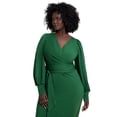 thumbnail image 3 of ELOQUII Women's Plus Size Cross-Front Belted Knit Midi Dress, 3 of 3