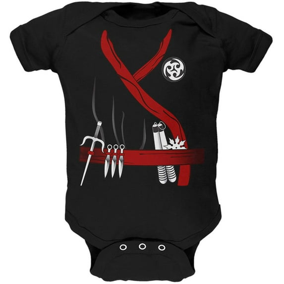 Halloween Red Clan Ninja Assassin Costume Soft Baby One Piece Black 3 Month