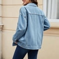 thumbnail image 4 of Tqcoqu Women's Oversized Lapel Denim Jacket,Long Sleeve Button Down Classic Trucker Coat with Pockets,2026 Spring Fall Trendy Clothes,Light Blue Women's S-XXL, 4 of 5