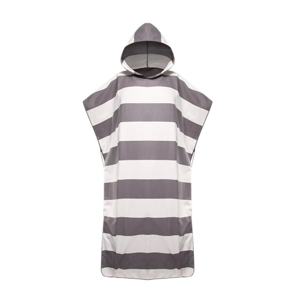 Poncho de microfibra para surf, capa de baño, toalla cambiadora, bata de baño con capucha, verano Gris