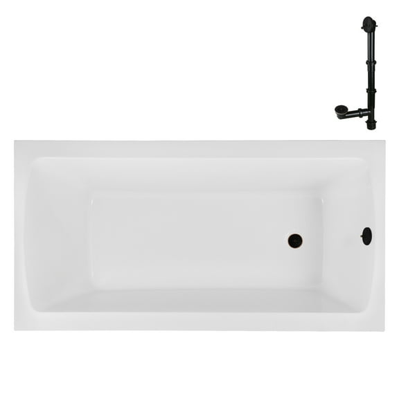 Streamline N-4360-751-ORB 66 in. x 34 in. Acrylic Soaking Drop-In Bathtub in Glossy White, With External Drain in Matte Oil Rubbed Bronze