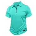 thumbnail image 6 of Hearthz Quarter Zip Polo Shirts Men Short Sleeve Shirts Men Collared Casual Work T Shirts Green L, 6 of 7