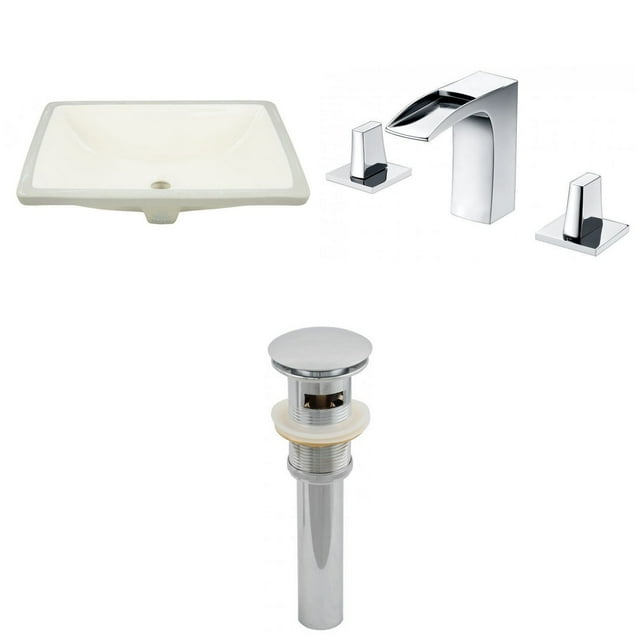 18.25-in. W CUPC Rectangle Bathroom Undermount Sink Set In Biscuit - Chrome Hardware - Overflow Drain Incl. AI-13095