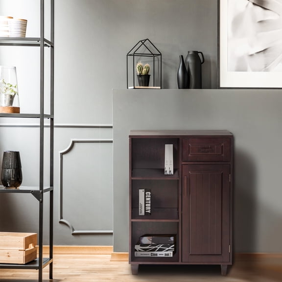 Teamson Home Catalina Wooden Mixed Storage Freestanding Floor Accent Cabinet with Drawer and Adjustable Shelves