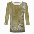 thumbnail image 2 of Towmus Womens 3/4 Length Sleeve Cotton Clothes Floral Print Dressy Blouses Crew Neck Casual Tunic Tops Summer Shirts Loose Fit Pullover, 2 of 4
