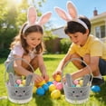 thumbnail image 5 of Easter Basket Braided Cotton Rope Build Bunny Ear Handle Design Color Matching Rabbit Face Pattern Hand Basket for Eggs Storage Container, 5 of 6