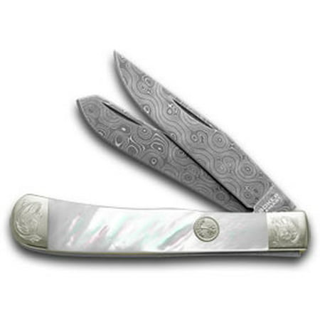 BOKER TREE BRAND Mother of Pearl Damascus Limited Edition Trapper 1/50 Pocket Knife