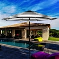 thumbnail image 4 of Abble 9' Black and White Striped Octagon Lighted Patio Umbrella, LED Lights, 4 of 5