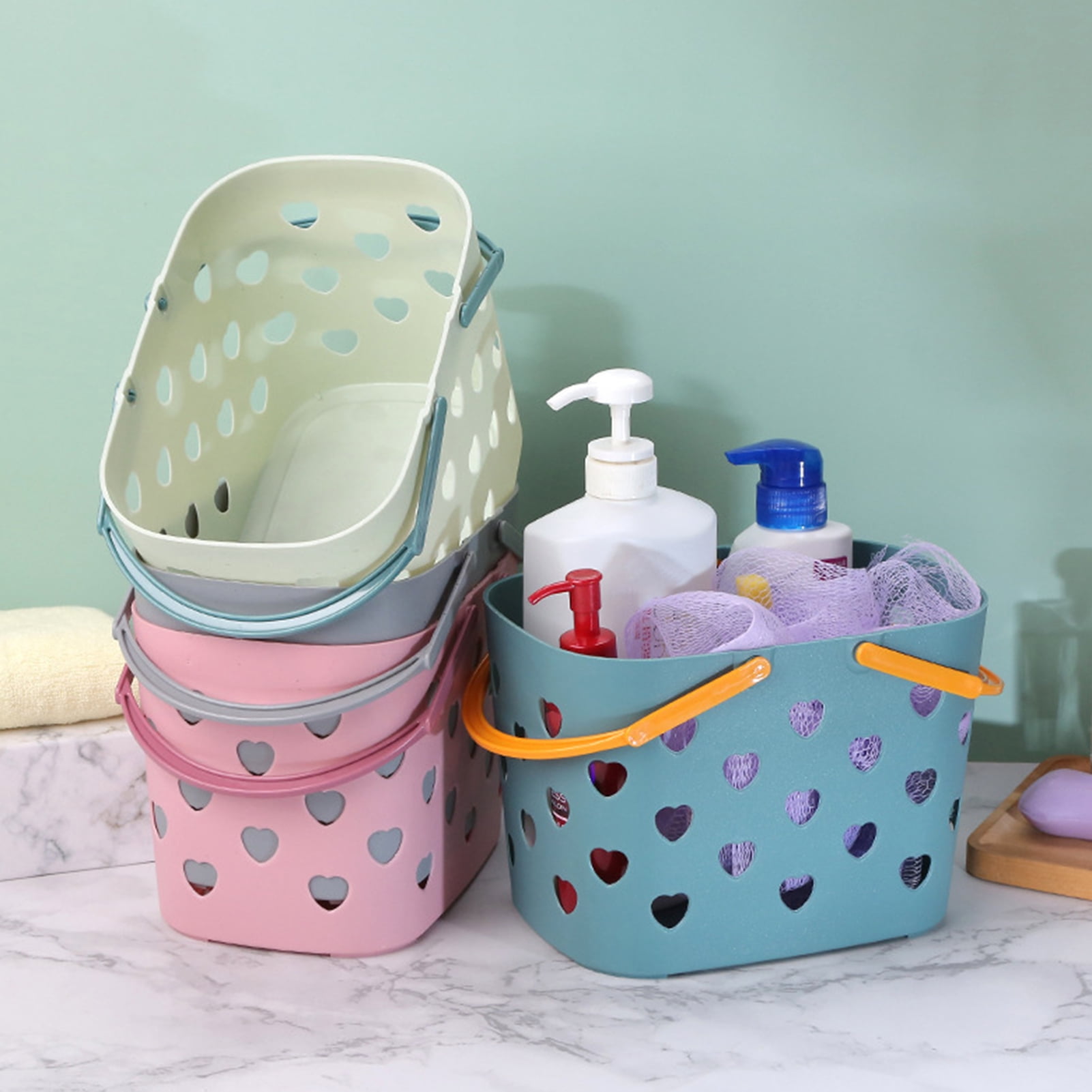 SEAFEI Bath Basket Quick Drainage Anti-slip Heart-shaped Holes Multi ...