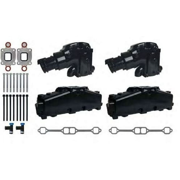 Exhaust Manifold Riser Elbow Kit Set compatible with 865735A02 864591T02 Mercruiser Dry Joint V8 Engines by FASWORX
