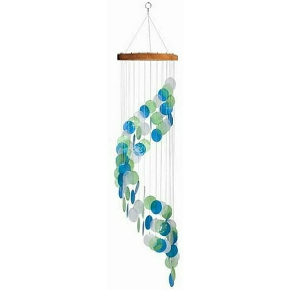 Barry Owens Turquoise Spiral Stairway Capiz Wind Chime
