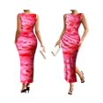 thumbnail image 3 of Women'S Sleeveless Summer Wedding Guest Dress Bodycon Floral Mesh Ruched Cocktail Maxi Dresses Pink XL, 3 of 6