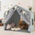 thumbnail image 4 of Costway  Kids Play Tent with Door Curtains Windows Star Lights Colorful Flags Padded Mat Gray, 4 of 10