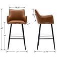 thumbnail image 6 of Dayalane 30" Bar Stools Set of 2, Modern Faux Leather Upholstered Barstools with Back and Footrest, Kitchen Island Bar Stools with Armrests for Pub Home Bar Dining Room Bistro, Brown, 6 of 12