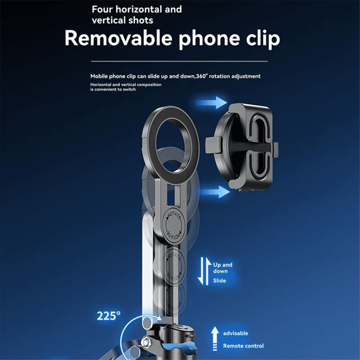 Magnetic Design Mini Bluetooth Portable Telescopic Multi Functional Tripod Phone Selfie Stick,1 * Phone Tripod kit,Black