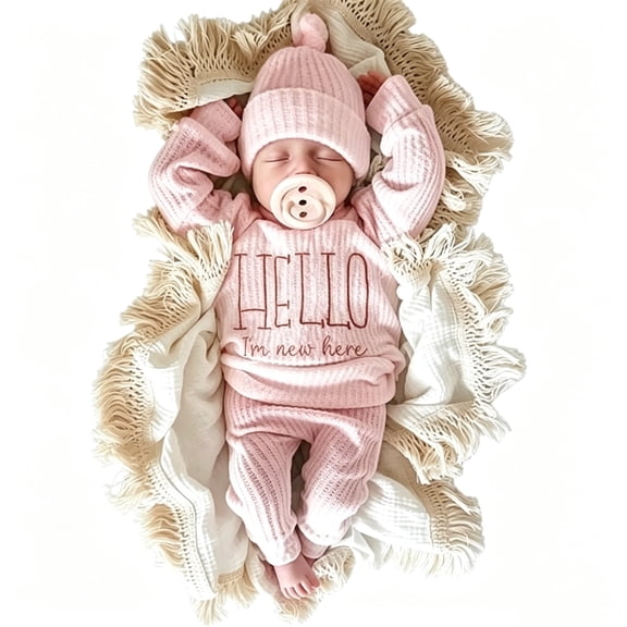 Ylsteed Newborn Baby Boy Girl Embroidery Long Sleeve Romper Leisure Clothes Outfits Bodysuit Baby Shower Coming Home Outfit Tops Pants Hat