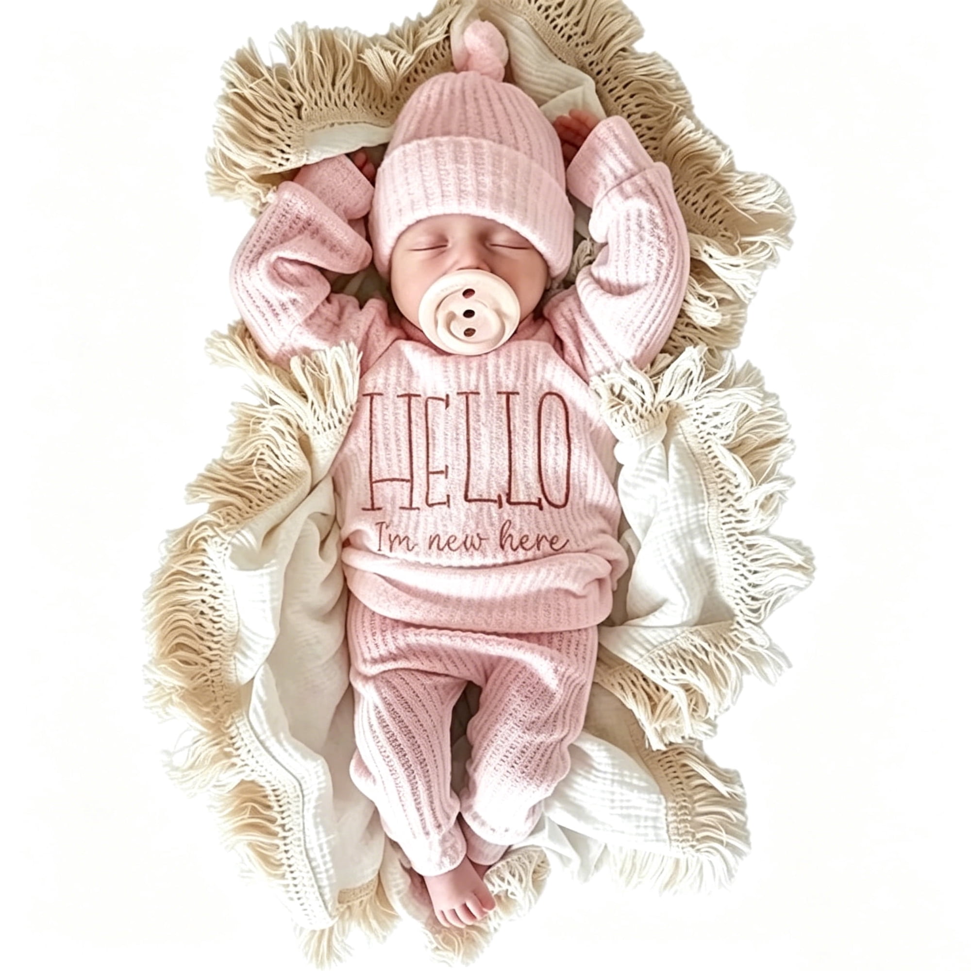 Ylsteed Newborn Baby Boy Girl Embroidery Long Sleeve Romper Leisure Clothes Outfits Bodysuit Baby Shower Coming Home Outfit Tops+Pants+Hat