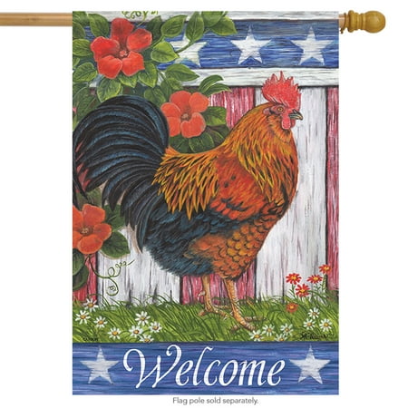 Rise Against Flag - Patriotic Rooster Summer House Flag Colorful Early Rise Primitive Farm 28