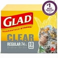 thumbnail image 1 of Glad Clear Garbage Bags - Regular 74 Litres - 10 Trash Bags, Guaranteed strong, 1 of 5