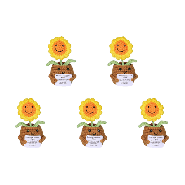 Plantas en Macetas Crochet Con Cartas Positivas Escritorio (girasol)