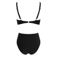 thumbnail image 5 of Women's Two Piece Bikini Sets V Neck Push Up Swimsuit High Waisted Tummy Control Bathing Suit Black M, 5 of 5