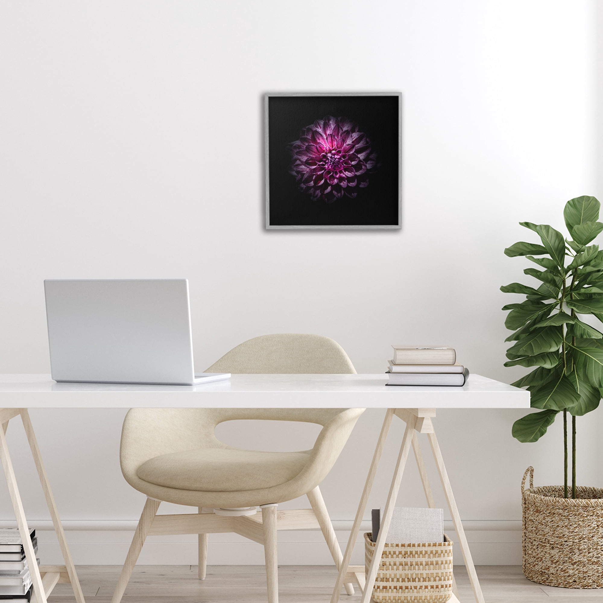 Purple Dahlia Dark Contemporary Gray Framed Giclee Art, design by Brian Carson Photography