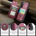 thumbnail image 6 of Feishell for Samsung Galaxy S22 Case with Card Holder, Wallet Case for Women Men with RFID Blocking, Durable PU Leather Kickstand Magnetic Clasp Shockproof Phone Case,Winered, 6 of 9