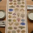 thumbnail image 5 of Ocean Plants Table Runner, Colorful Coastal Marine Coral Vintage Beige Cotton Linen Table Runners 120 Inches Long, Dresser Scarf Runner for Dining/Living Room/Kitchen/Square Tables 13''x120'', 5 of 9