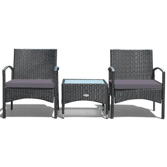 Yardi Yard Patio Furniture 4 Pieces Outdoor Rattan Conversation Set, Outdoor Wicker Rattan Chairs Garden Backyard Balcony Porch Poolside loveseat with Comfortable Cushion