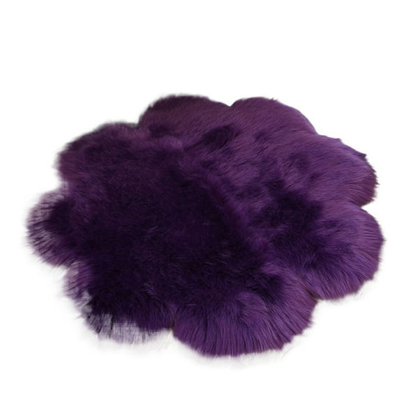 Soft Fur Area Rug 2ft Purple Flower Shape Shaggy Fluffy Rugs Long Plush Carpet Floor Mat for Bedroom Living Room Playroom