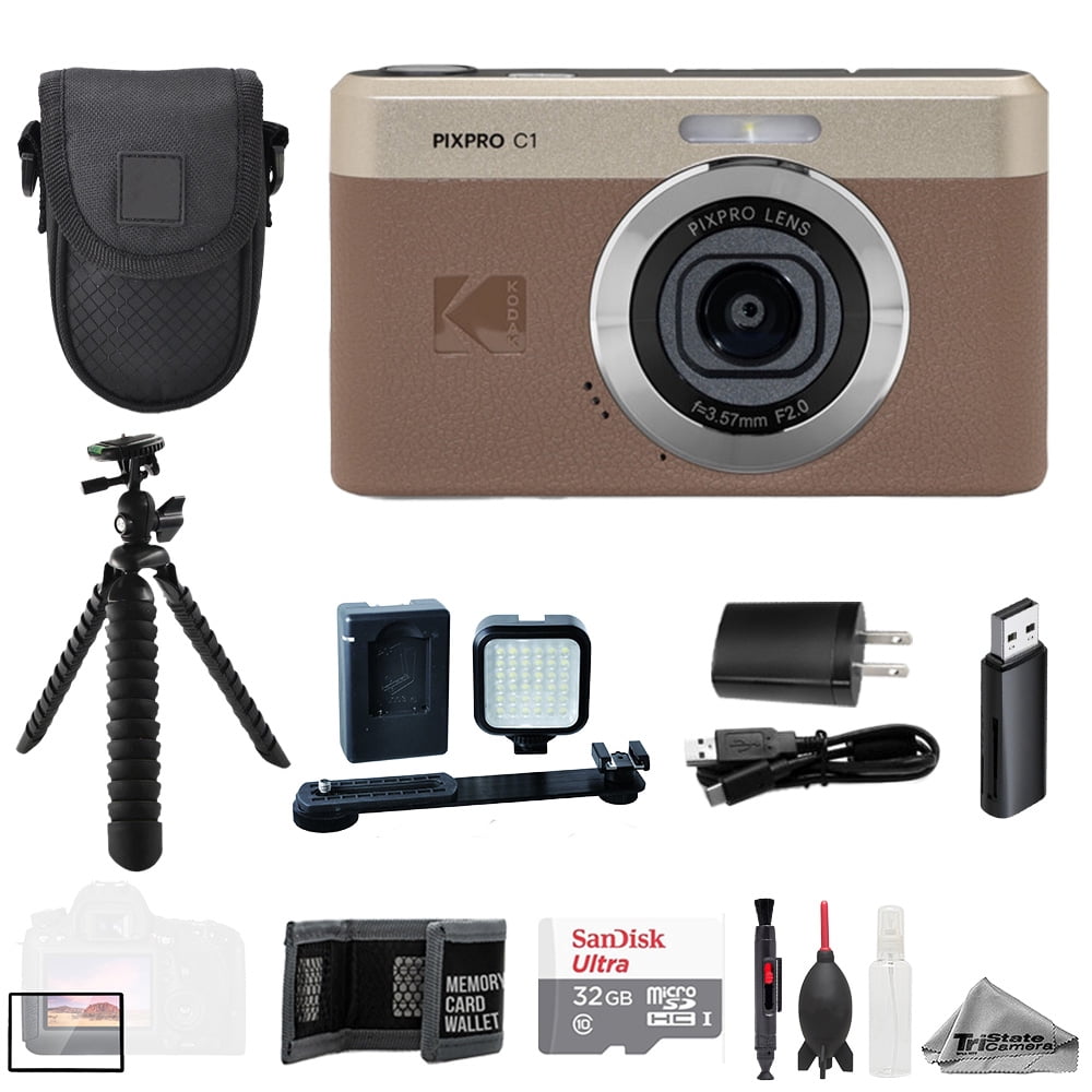 Kodak PIXPRO C1 Compact Digital Camera Tan + 32GB Memomory Card +