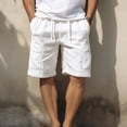 thumbnail image 4 of Lumtrix Men's Cargo Shorts Casual Cotton Drawstring Short Elastic Waist Baggy Work Pants with Multi Pockets White M, 4 of 6