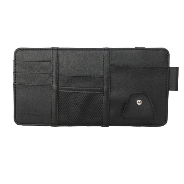 Car Visor Manager, soporte para gafas de sol para visera de coche para accesorios de interior de coche, almacenamiento, maletín de viaje con múltiples bolsillos (negro)