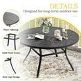 thumbnail image 5 of Vicllax Outdoor Patio Dining Table Dia.50" Slatted Tabletop Metal Frame with Umbrella Hole, Black, 5 of 7