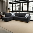 thumbnail image 2 of Hommoo L Shaped Couch Sofa Sectional Sofa, Linen Living Room Furniture Set, 4-Seat Couches and Sofa for Home, Apartment, Dorm, 16'' Back Height, Black Grey(No Ottomans), 2 of 5