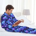 thumbnail image 6 of Sikiie Skull flower star sky Mens Pajama Set, Soft Warm Long Sleeve Sleepwear, Cozy Button-Down Pjs for Men-X-Large, 6 of 7