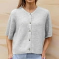 thumbnail image 4 of Miluxas Women's Lightweight Cardigan Short Sleeve Button-Down Summer Cardigan Sweater Gray 8(L), 4 of 6